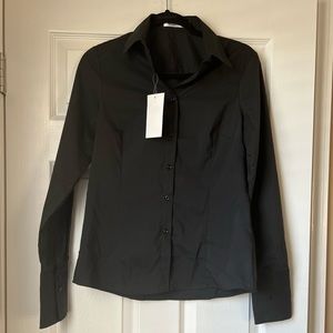 Women’s‎ Black Long Sleeve  Tailored Button Down Shirt by Doublju Size Med NWT